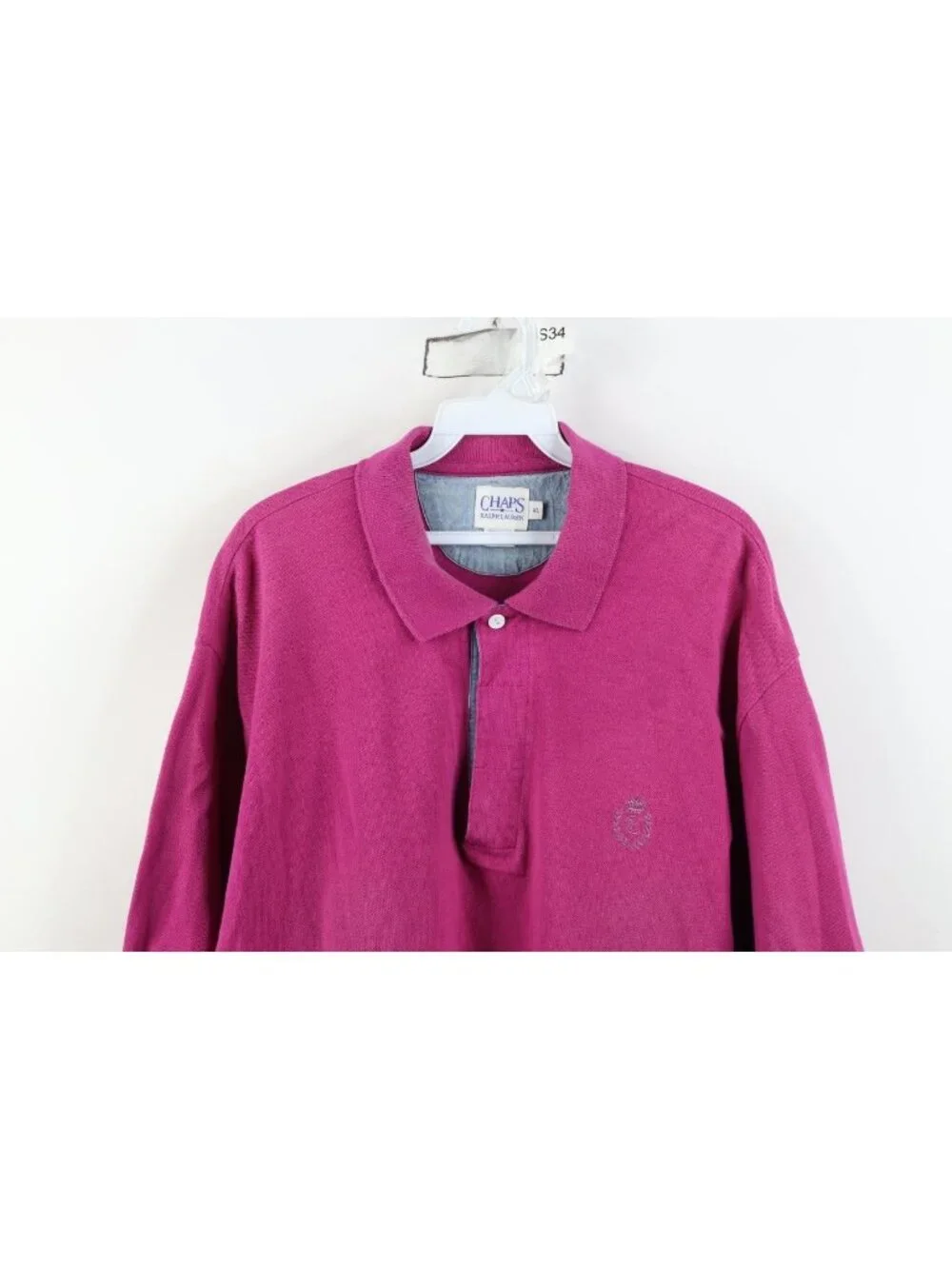 Vtg 90s Chaps Ralph Lauren Mens XL Faded Crown Crest Rugby Polo Shirt Pink USA